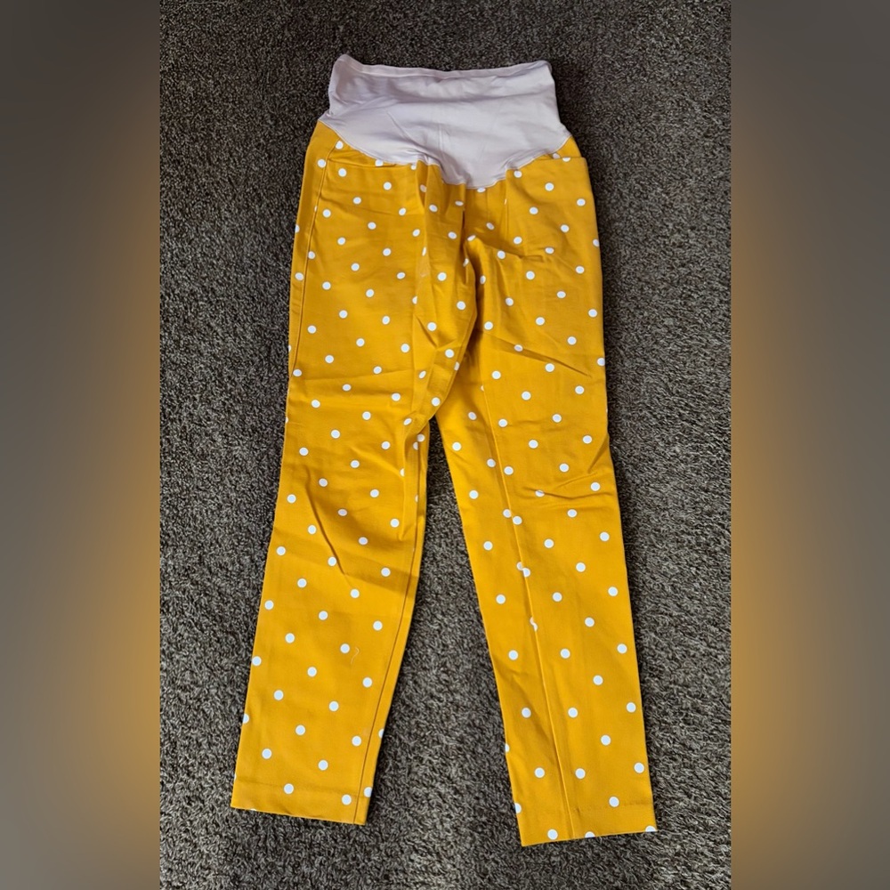 Yellow Polka Dot Maternity Pants